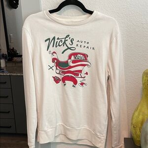Old Navy White Sweatshirt with Santa Graphic